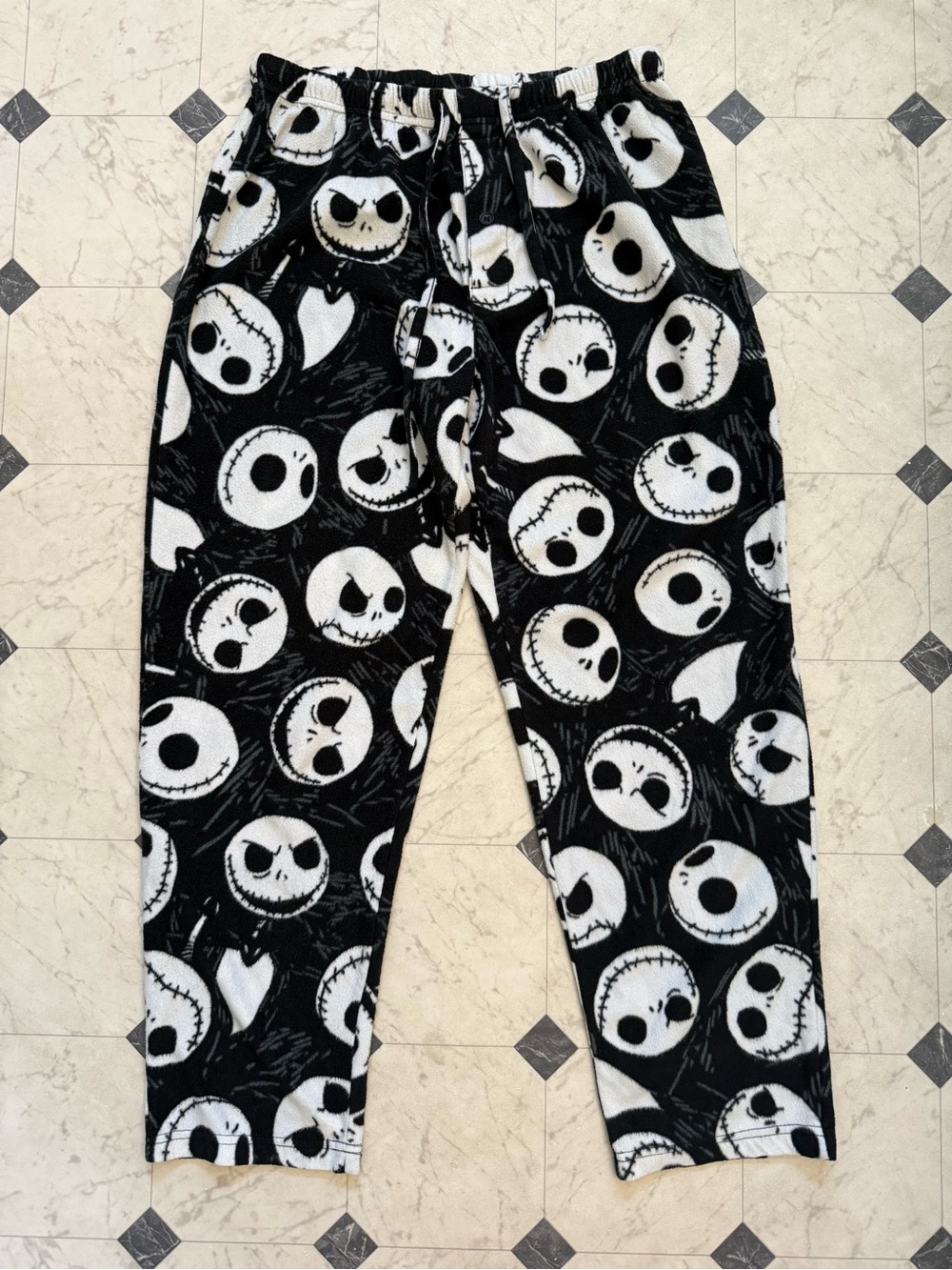 Black & White Jack Skellington Nightmare Before Christmas Fleece Pajama Pants